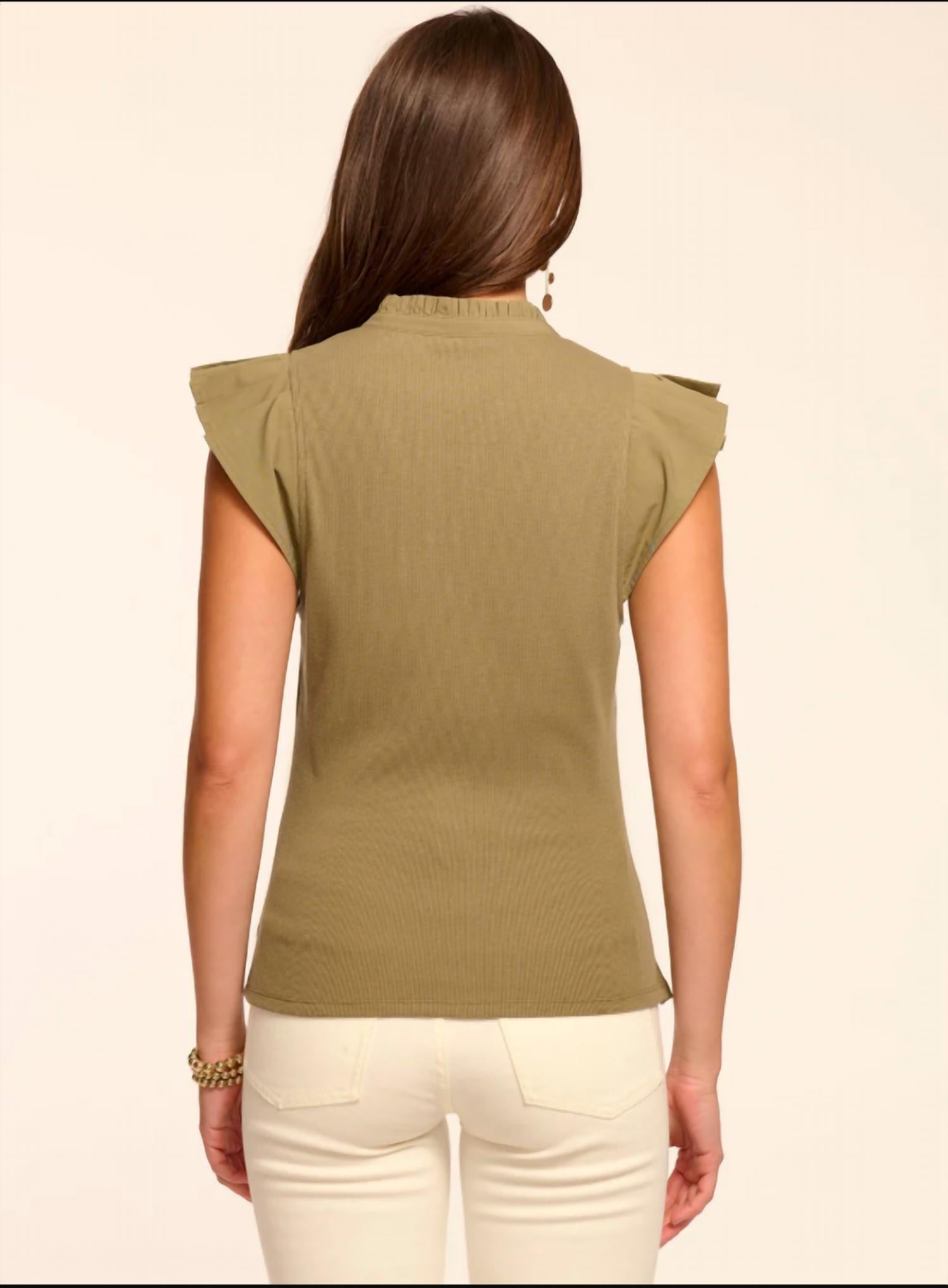 Ramy Brook - Monroe Combo Knit Ruffle Tee