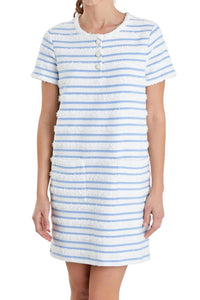 2.7 August Apparel - Fringed Striped Polo Mini Dress