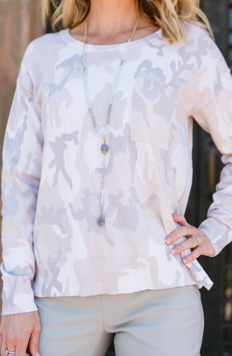 Charming Camo Long-Sleeve Sweater