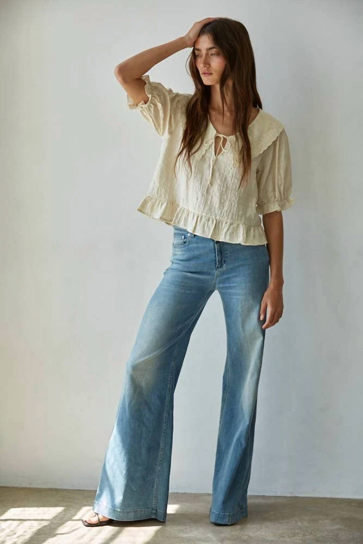 By Together - Sweetheart Eyelet Collar Blouse