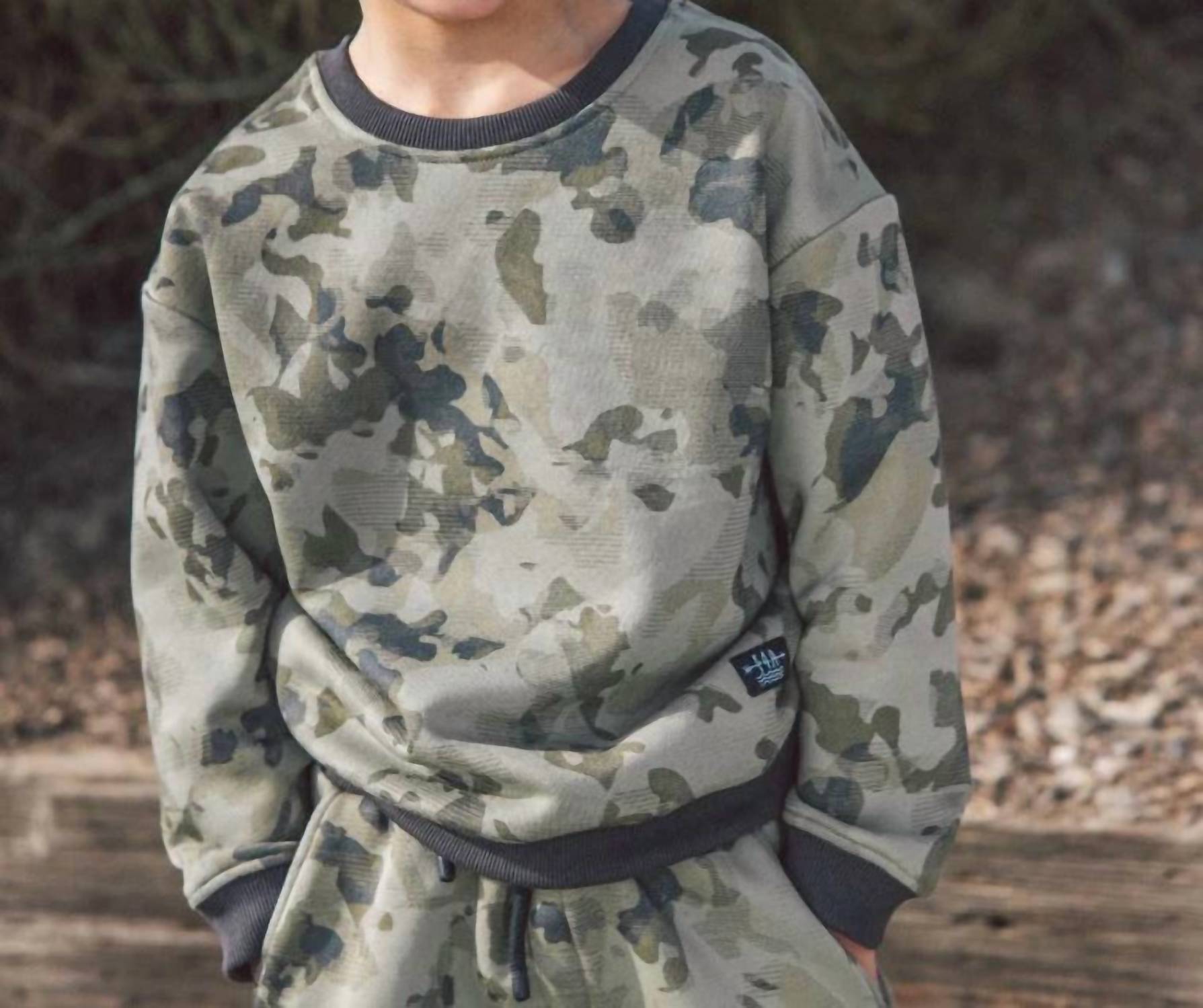 feather 4 arrow Ryder Camo Sweatshirt in oil green - kids' shirt