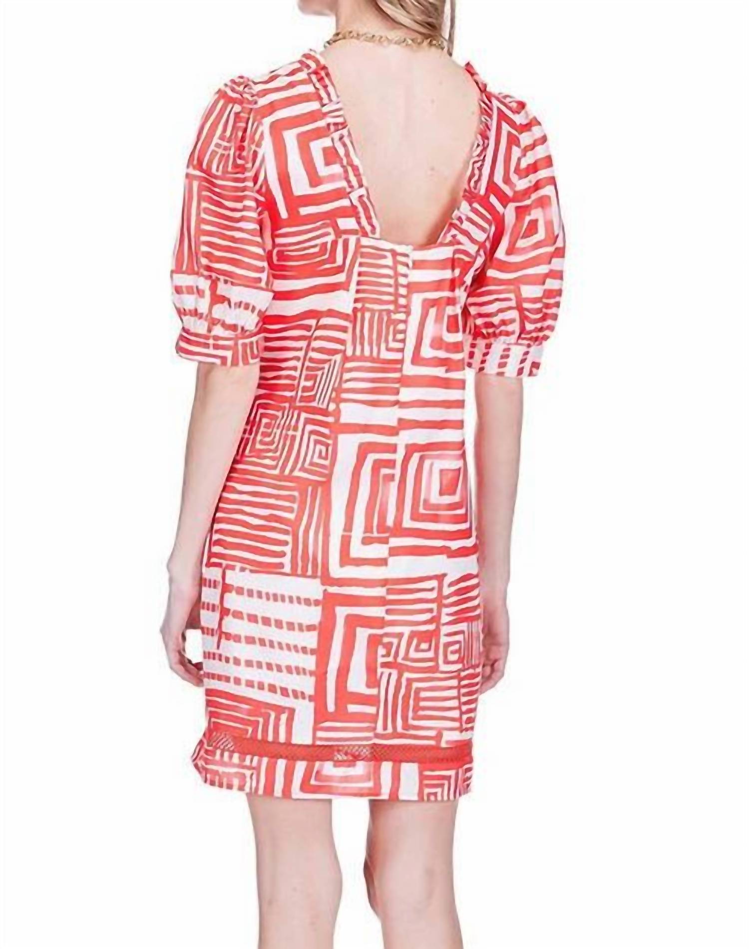 Joy Joy - Ruffles Short Sleeve Trim Mini Dress
