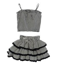 Flowers By Zoe - Girl's Gingham Eyelet Ruffle Skirt
