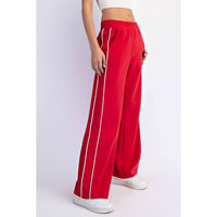 RAE MODE Scuba Wide Leg Pant in red - women's pants - detail view