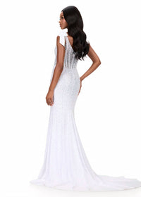 Ashleylauren - Pearl Embellished Corset Gown