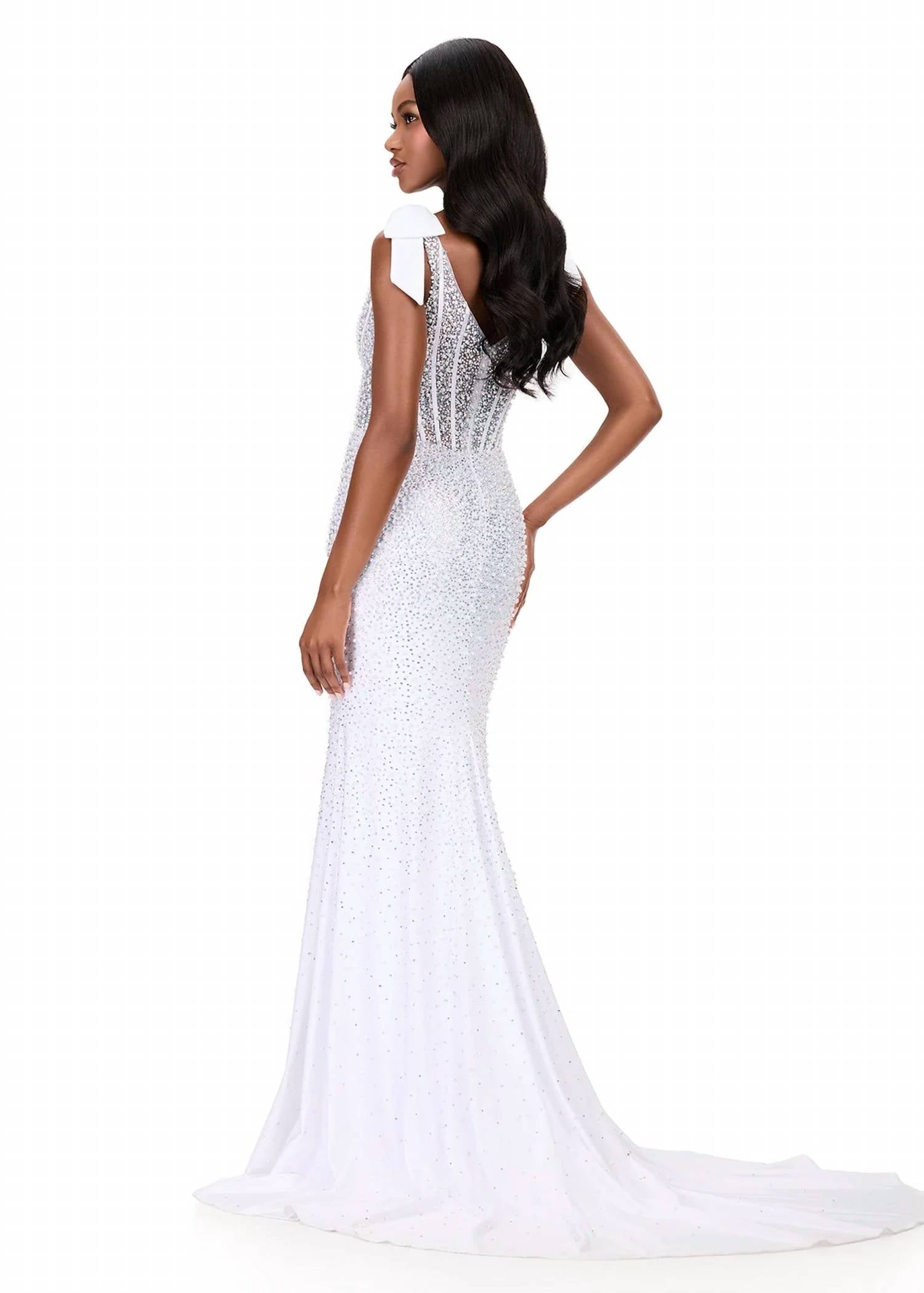 Ashleylauren - Pearl Embellished Corset Gown