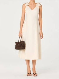Astr - Joleena Linen Bow-strap Midi Dress