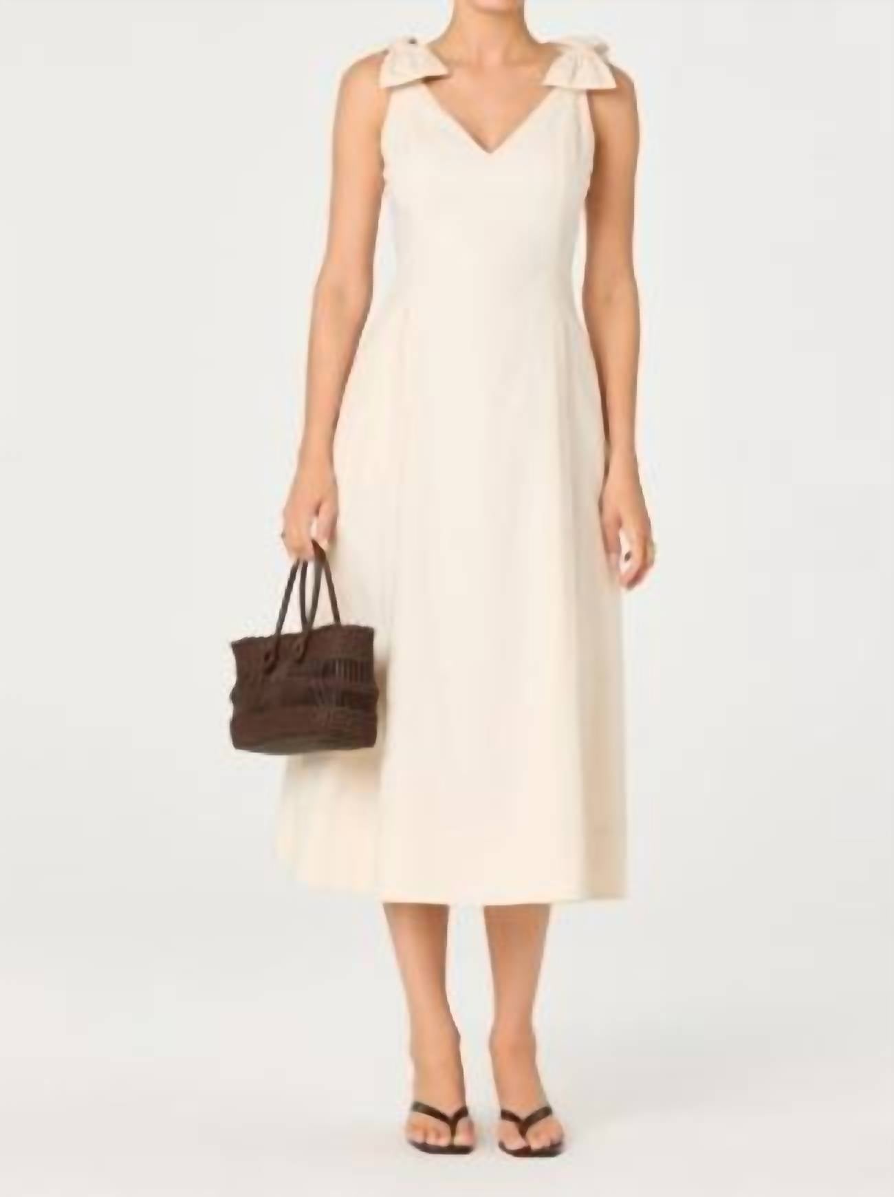 Astr - Joleena Linen Bow-strap Midi Dress