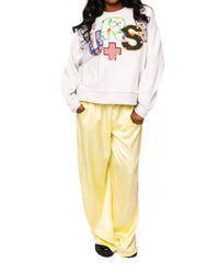 QUEEN OF SPARKLES Nurse Multi Fabric Sweatshirt in grey - women's top - view 5