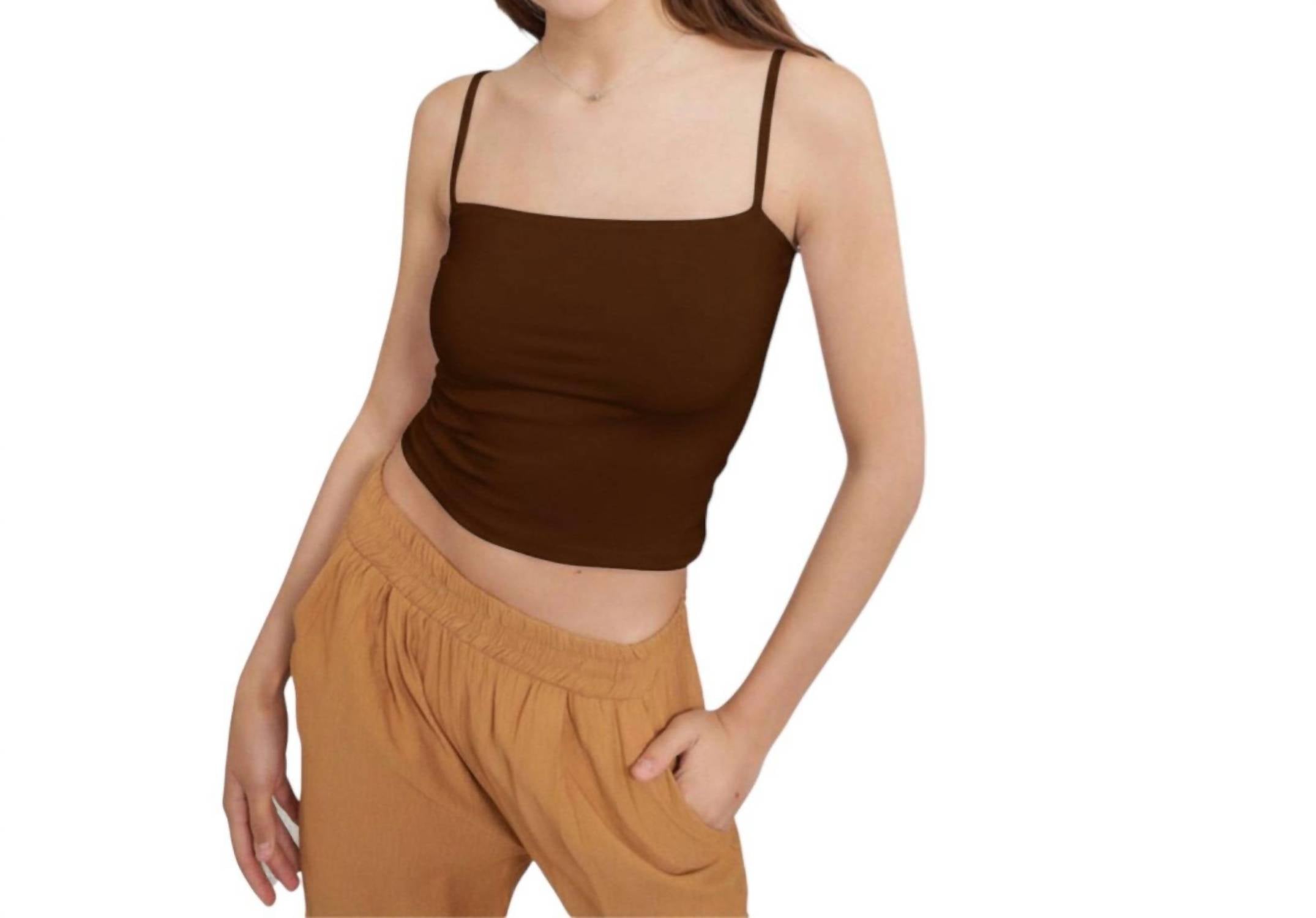 Ambar - Women's Square Neck Slim Fit Cami Top