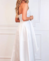 Maniju - Ryleigh Pearl Detail Satin High Low Maxi Dress