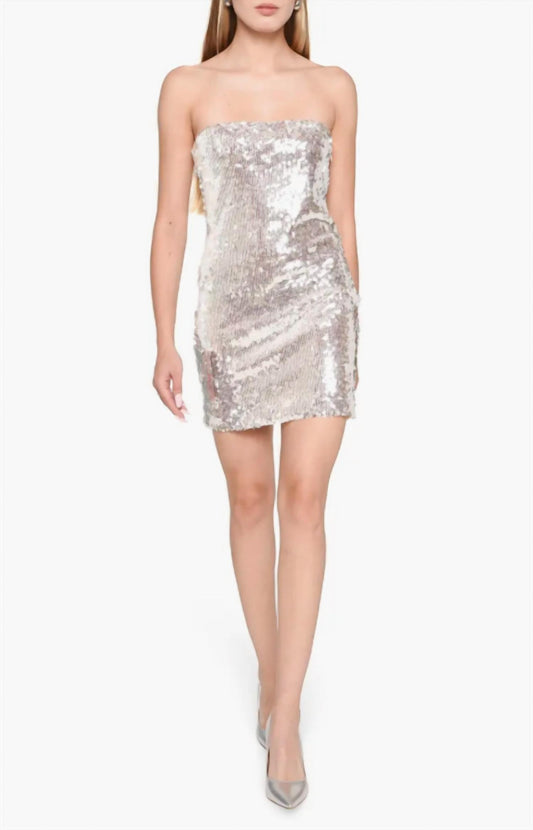 Wayf - Jourdan Sloane White Sequin Strap/Strapless Minidress