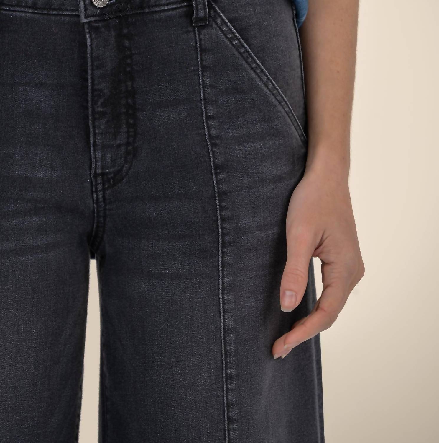 KUT FROM THE KLOTH Meg High Rise Wide Leg Jeans in enjoy grey - women's jeans - view 4