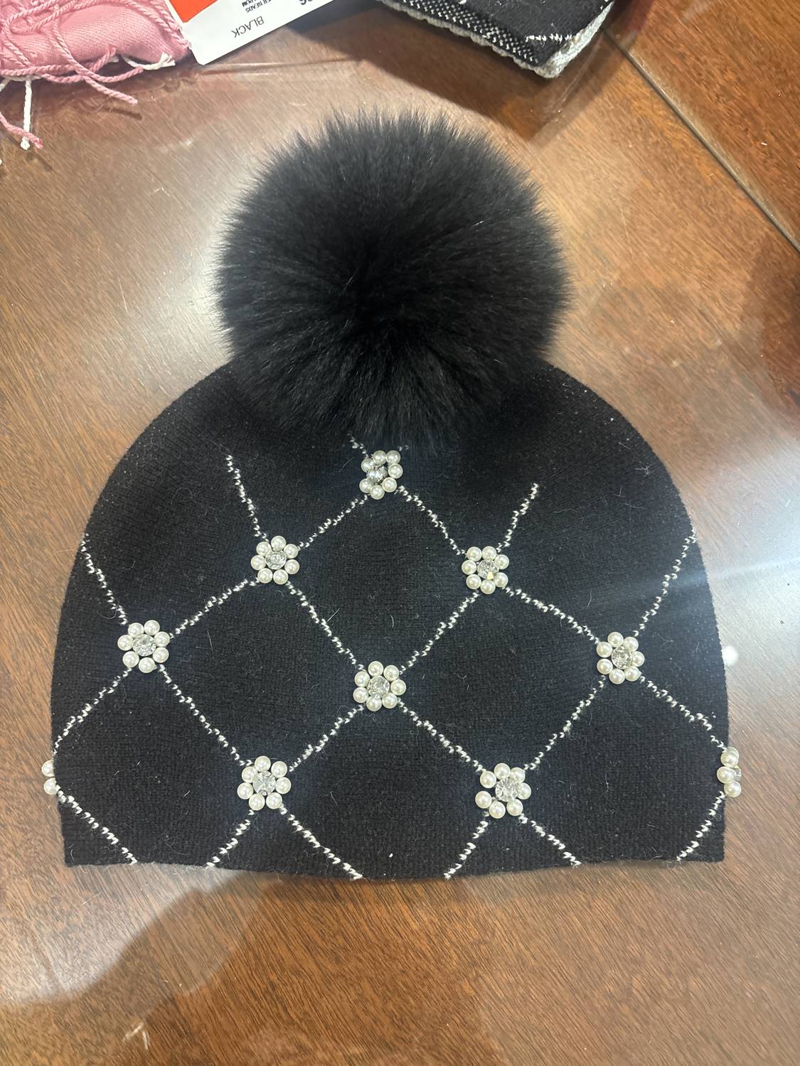 Mitchie's Matchings Jewels and fox hat in black - women's hat - detail view