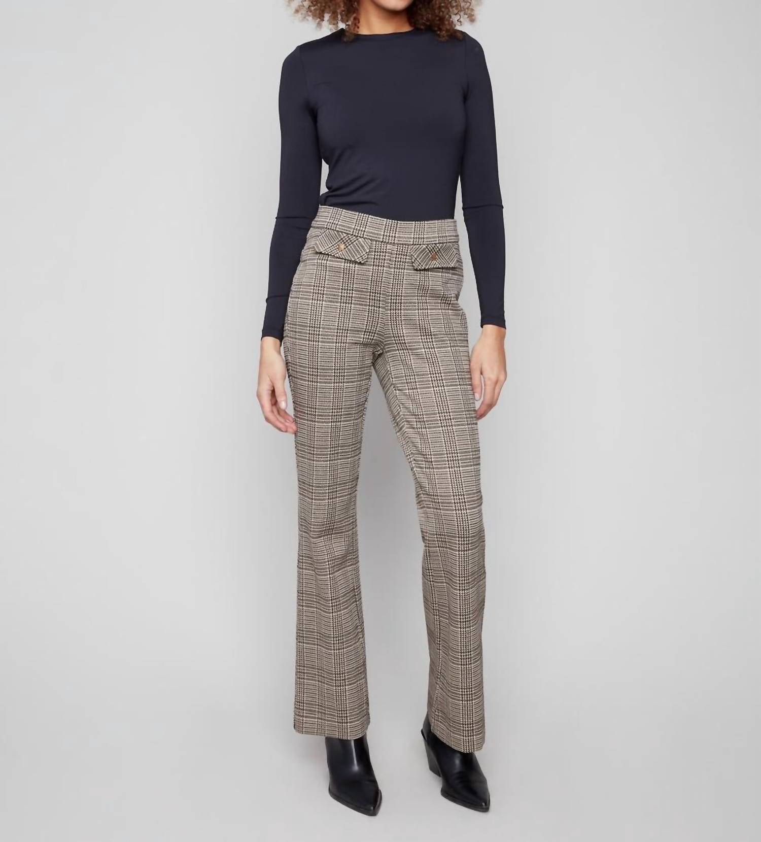 Charlie B - Glen Plaid Flare Pants