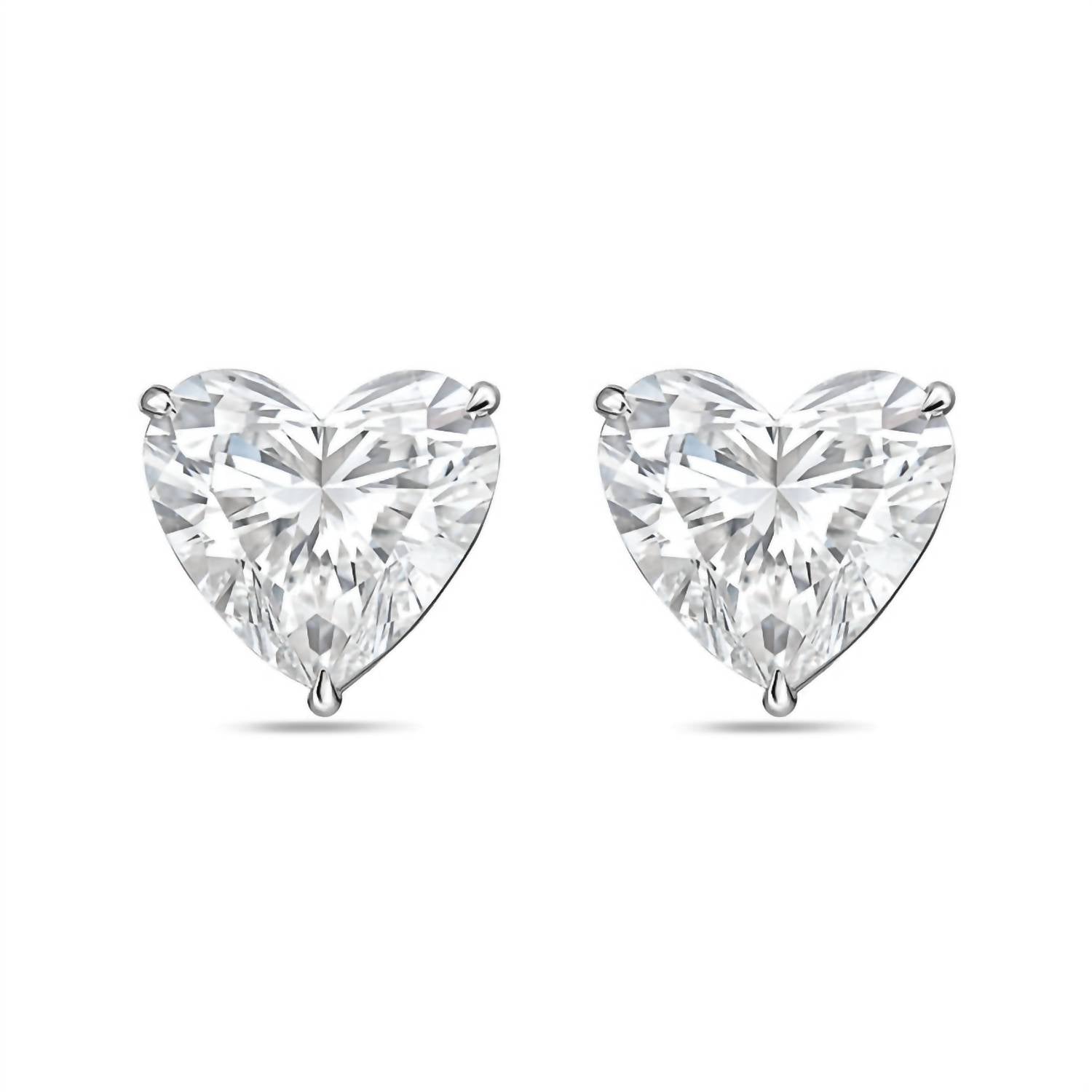 Diana M Jewels - Women's Heart Lab-grown Diamond Stud Earrings (1.50 Tcw) - Petite