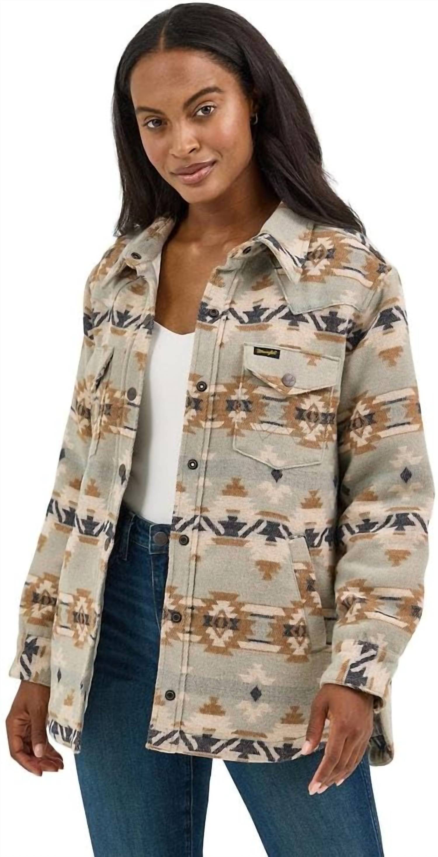 Wrangler - Retro Quilt Lined Jacquard Shacket