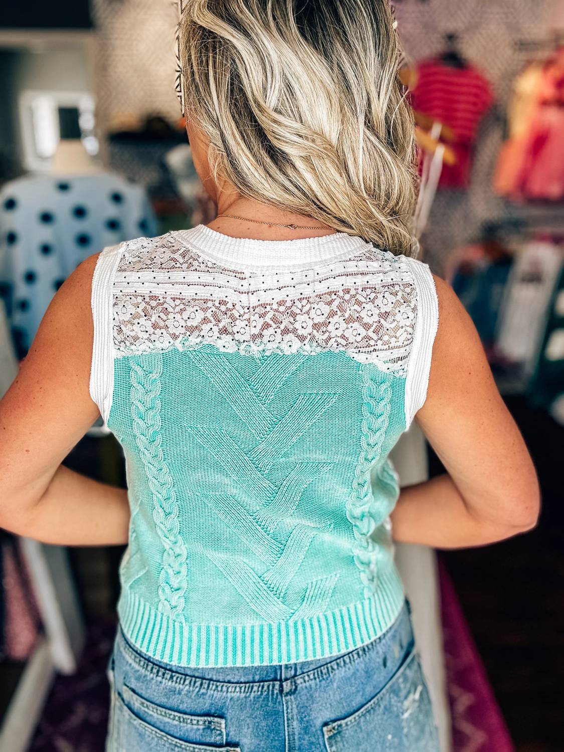 Pol - Sweet & Chic Patchwork Sweater Vest Top