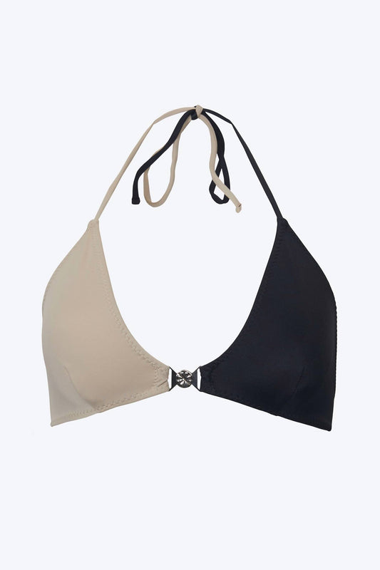 TOKIO TWO-TONE TRIANGLE HALTERNECK BIKINI TOP