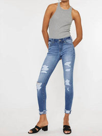KanCan Mid Rise Super Skinny Jeans in blue - women's jeans