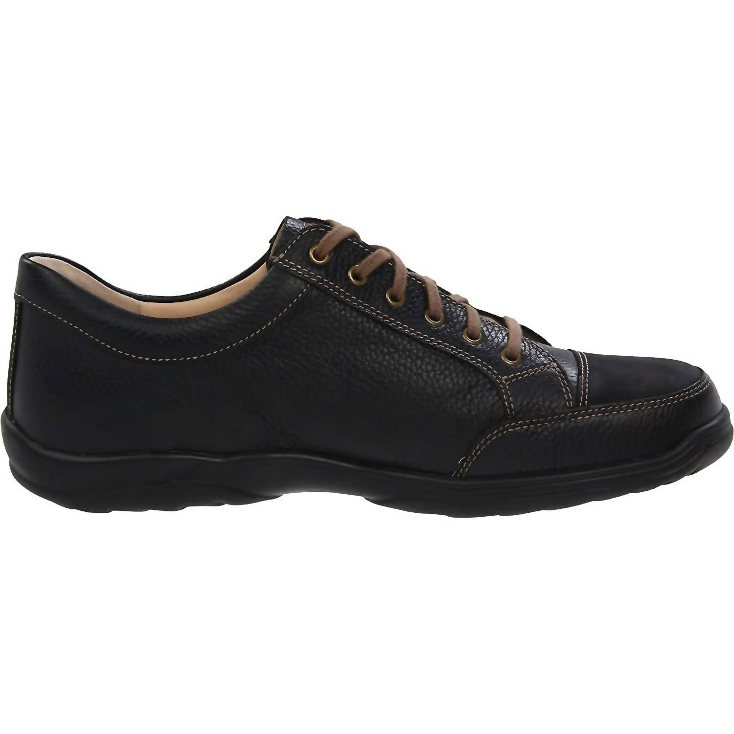 Finn Comfort Men's Alamo Leather Shoes in schwarz black bison buggy 1 - men's loafer - detail view