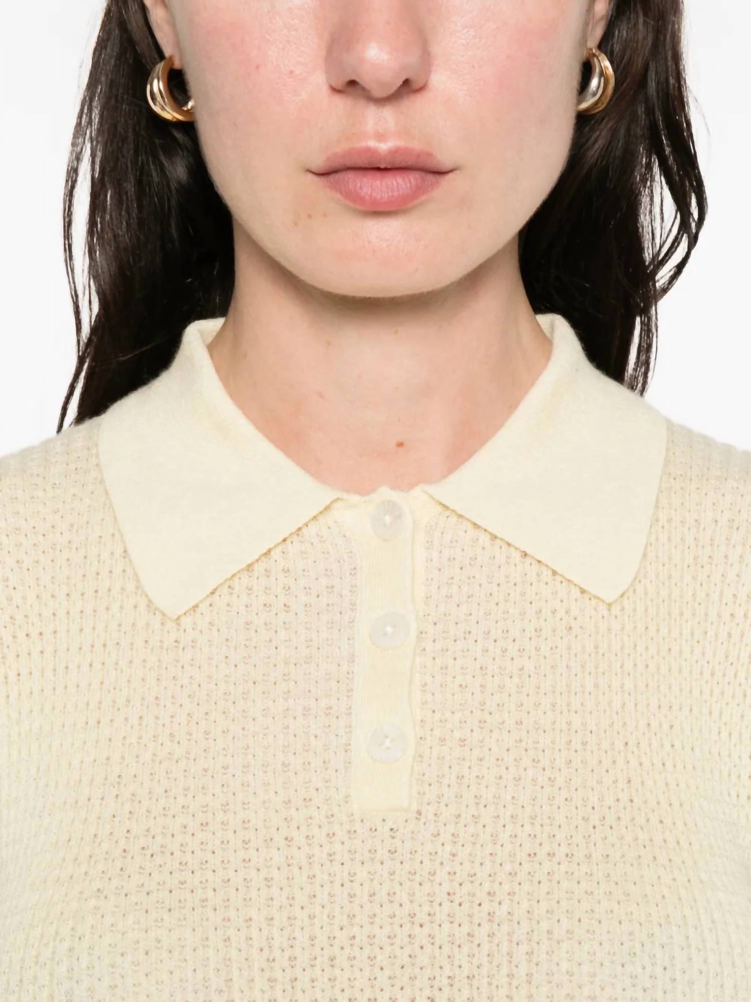 Guest In Residence Shrunken Polo Top in residence shrunken polo top in mist - women's t-shirt - alternate view