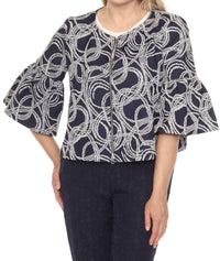 Joseph Ribkoff - Abstract Jacquard Zip Front Jacket