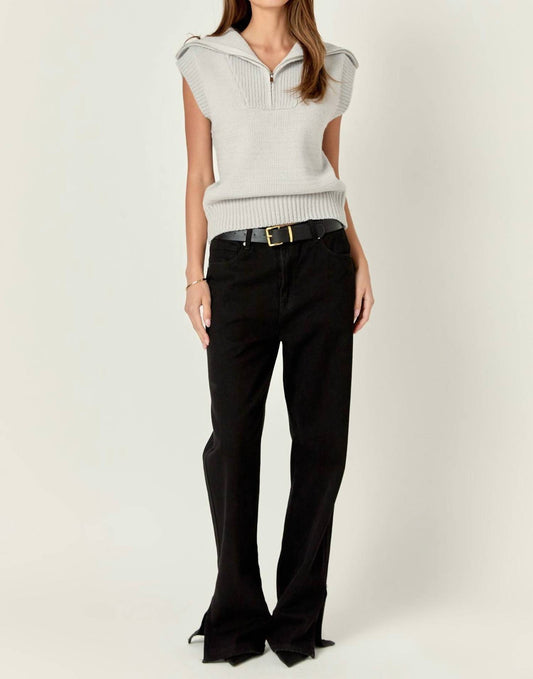 English Factory - Zip Mock Neck Knit Sweater Vest