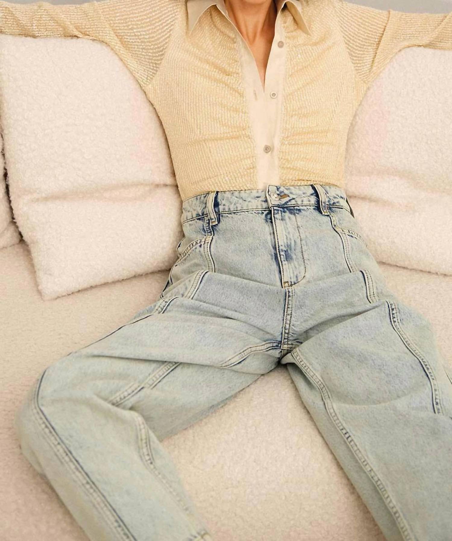 IN THE MOOD FOR LOVE Lina Soft Sequin Long Sleeve Bodysuit in vanilla - women's shirt