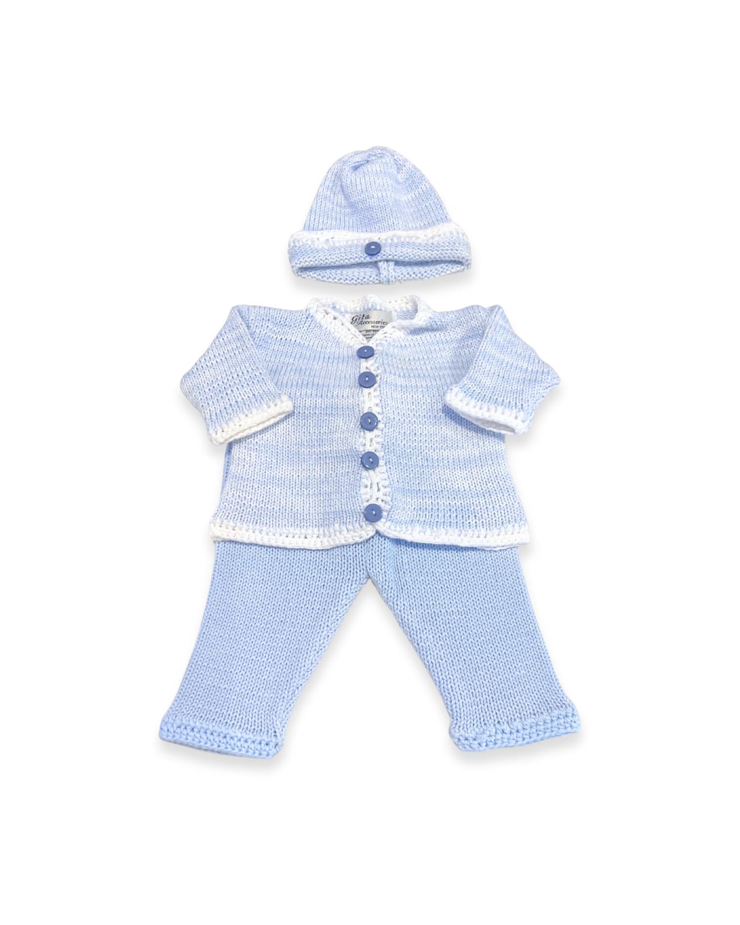 Gita - Boy's 2pc Tweed Cardigan With Hat