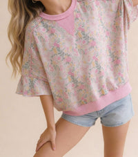 Haptics - Oversized Flutter Sleeve Floral Pullover