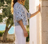 Karen Kane - Puff Sleeve Button Front Top