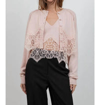 Whiteroom+Cactus - Knitted Sweater Cardigan with Lace Edge Detailing