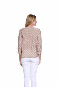 Multiples - Cuffed 3/4 Sleeve Banded V-neck Top