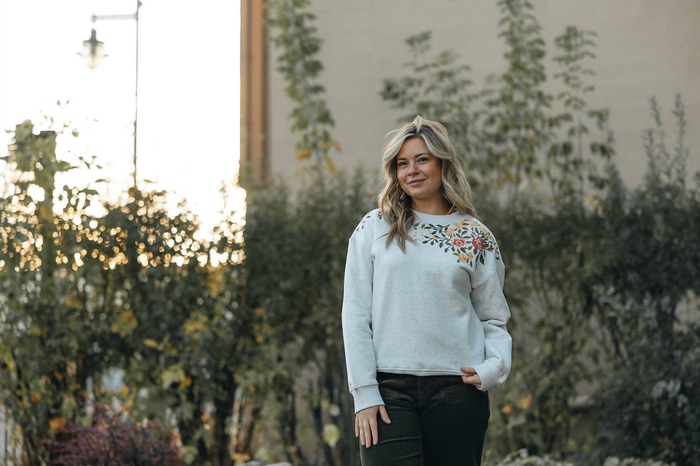 Papillon Embroidered Sweatshirt in grey - women's sweater