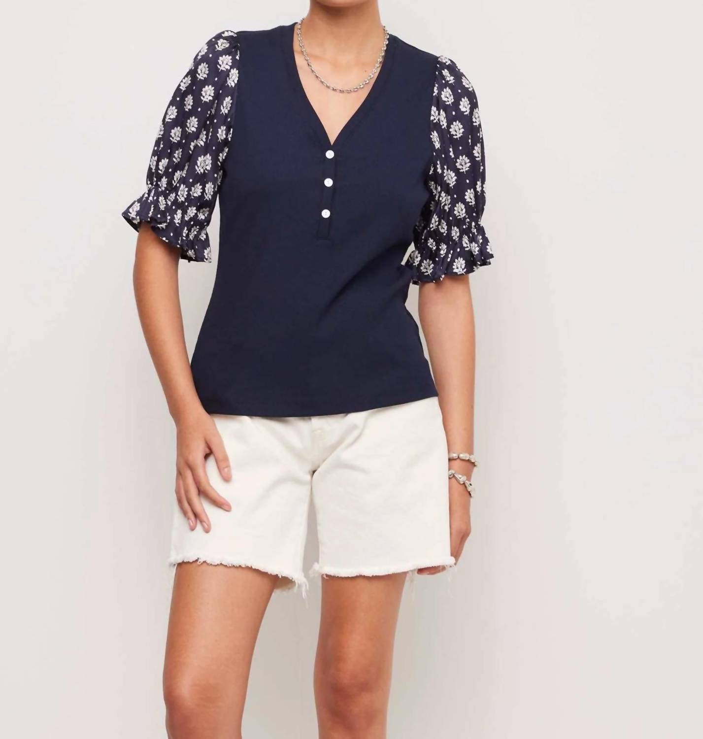Fifteen Twenty - Women's Tamra Contrast Puff Sleeve Top