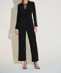 Joseph Ribkoff - Embellished Mesh Insert Wide Leg Pants