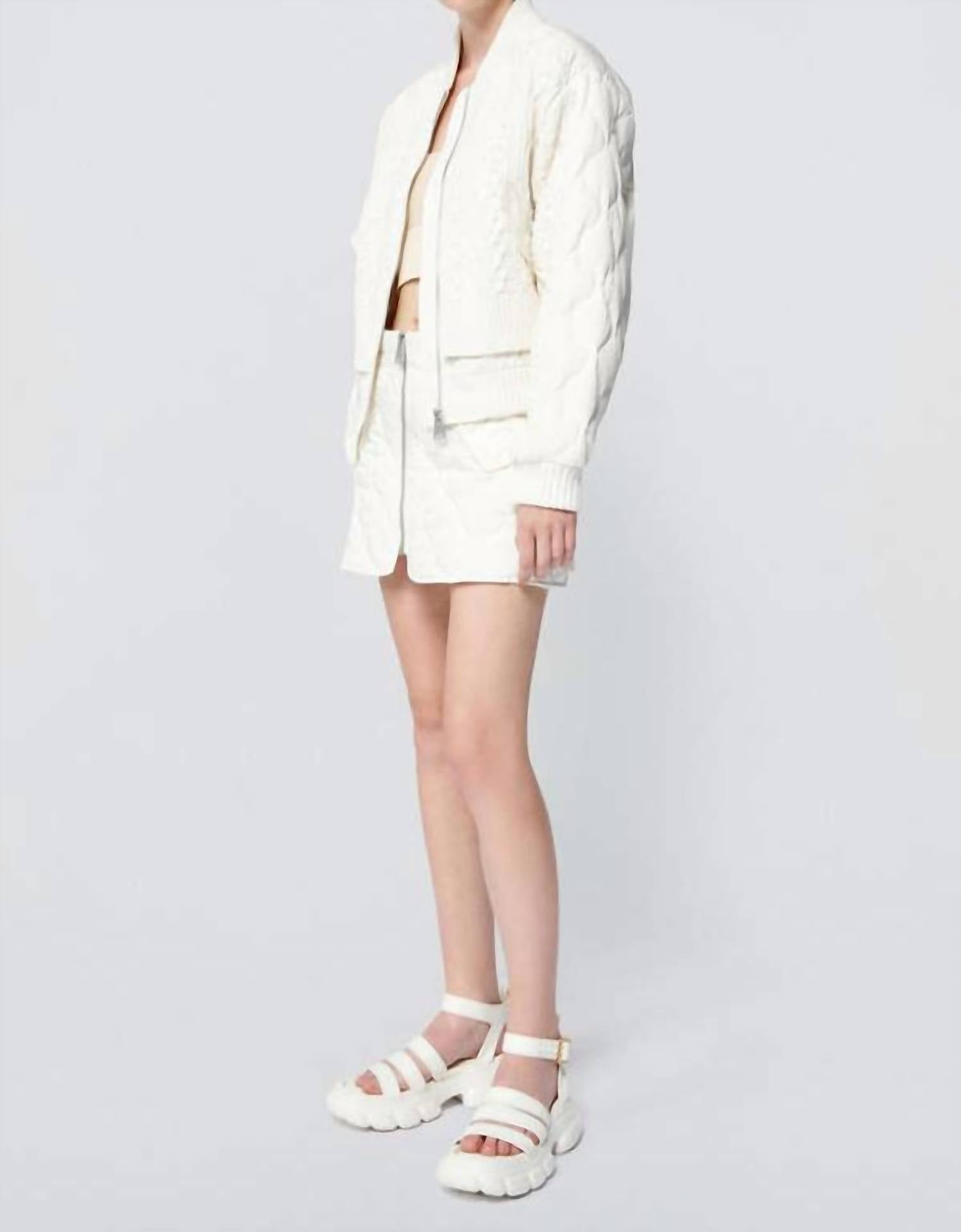 SIMKHAI Rollins Bomber Jacket in eggshell - women's jacket - detail view