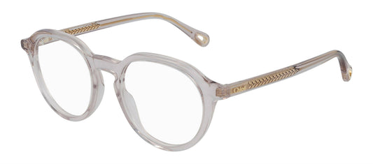 Chloe - Round Eyeglasses with Logo Stamped Demo Lenses