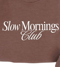 Oat Collective Women's Slow Mornings Crewneck Sweatshirt in chocolate - women's top - detail view