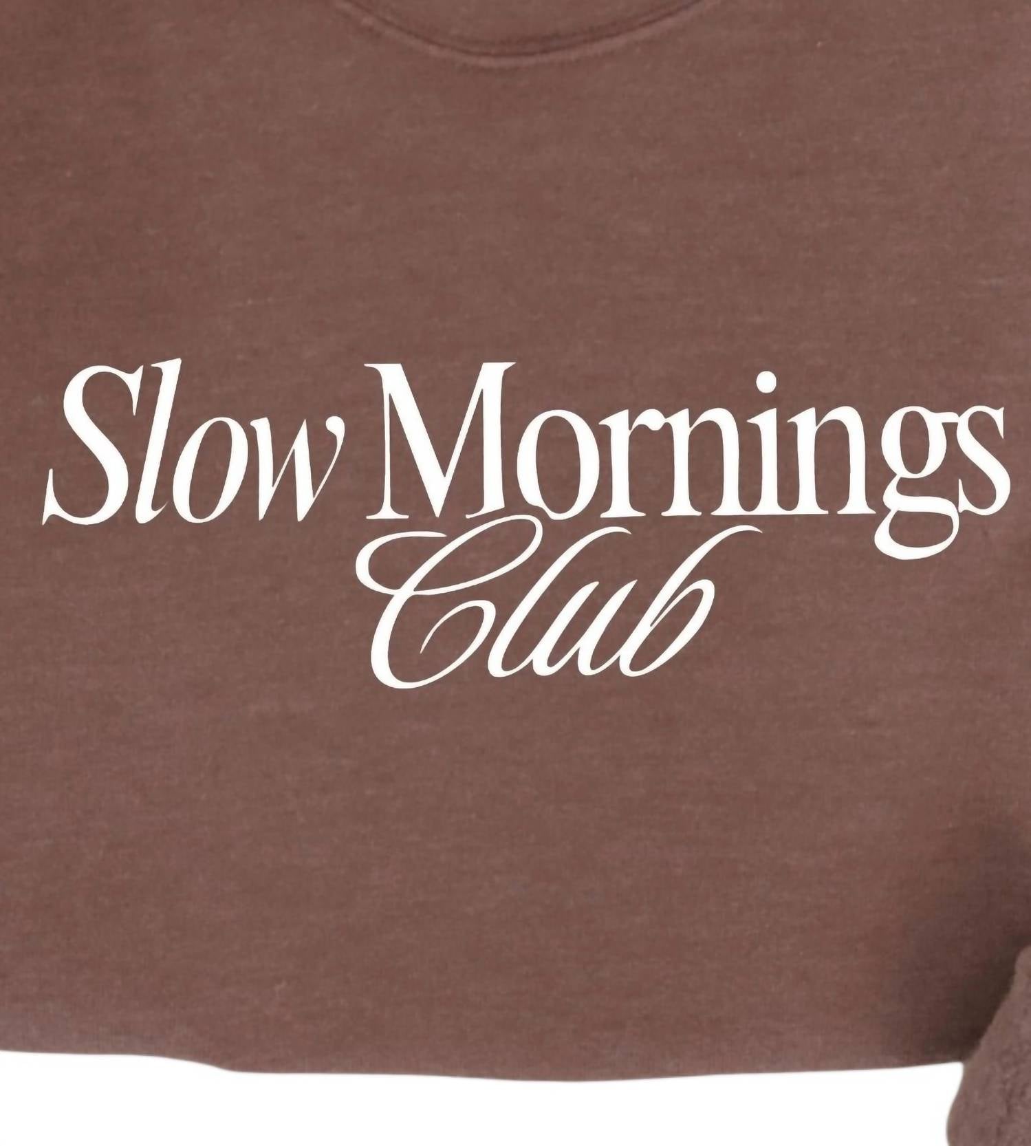 Oat Collective Women's Slow Mornings Crewneck Sweatshirt in chocolate - women's top - detail view