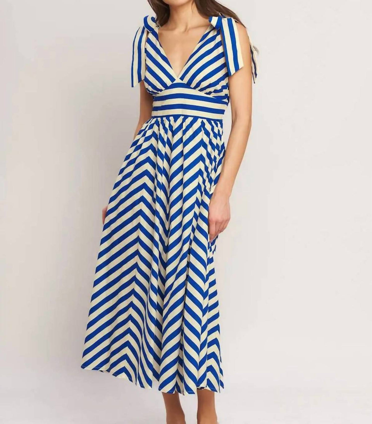 Flying Tomato - Striped Woven Midi Dress