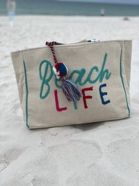Katydid - Women's Beach Life Canvas Woven Tote Bag