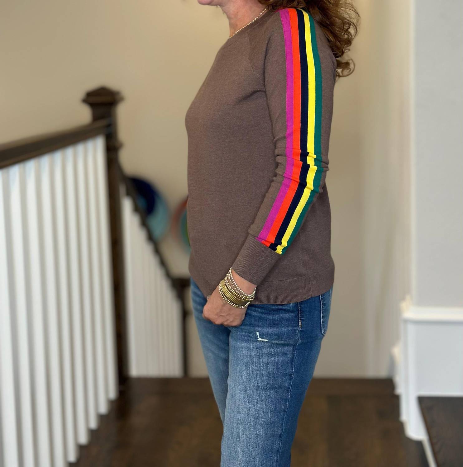 J. Society - Striped Sleeve Crew
