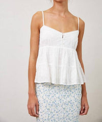 Creamon Eyelet Lace Trim Cami Top in white - women's shirt - view 4