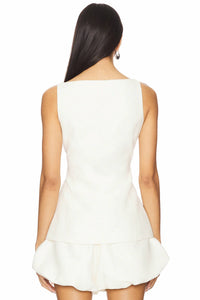 line and dot Adella Sleeveless Top in ecru - women's blouse - detail view