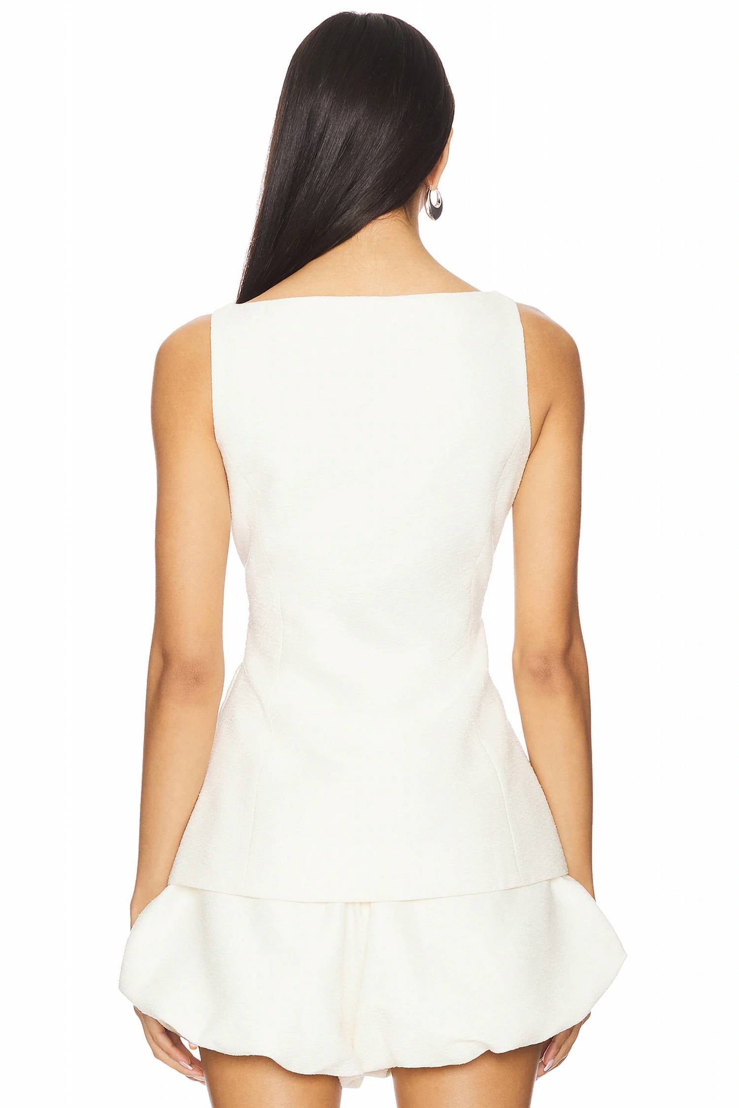 line and dot Adella Sleeveless Top in ecru - women's blouse - detail view
