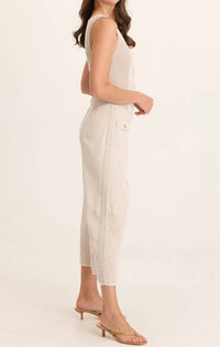 Wearables Women's Linette Twill Zip Up V Neck Jumpsuit in chalky tan grey - women's pants - alternate view
