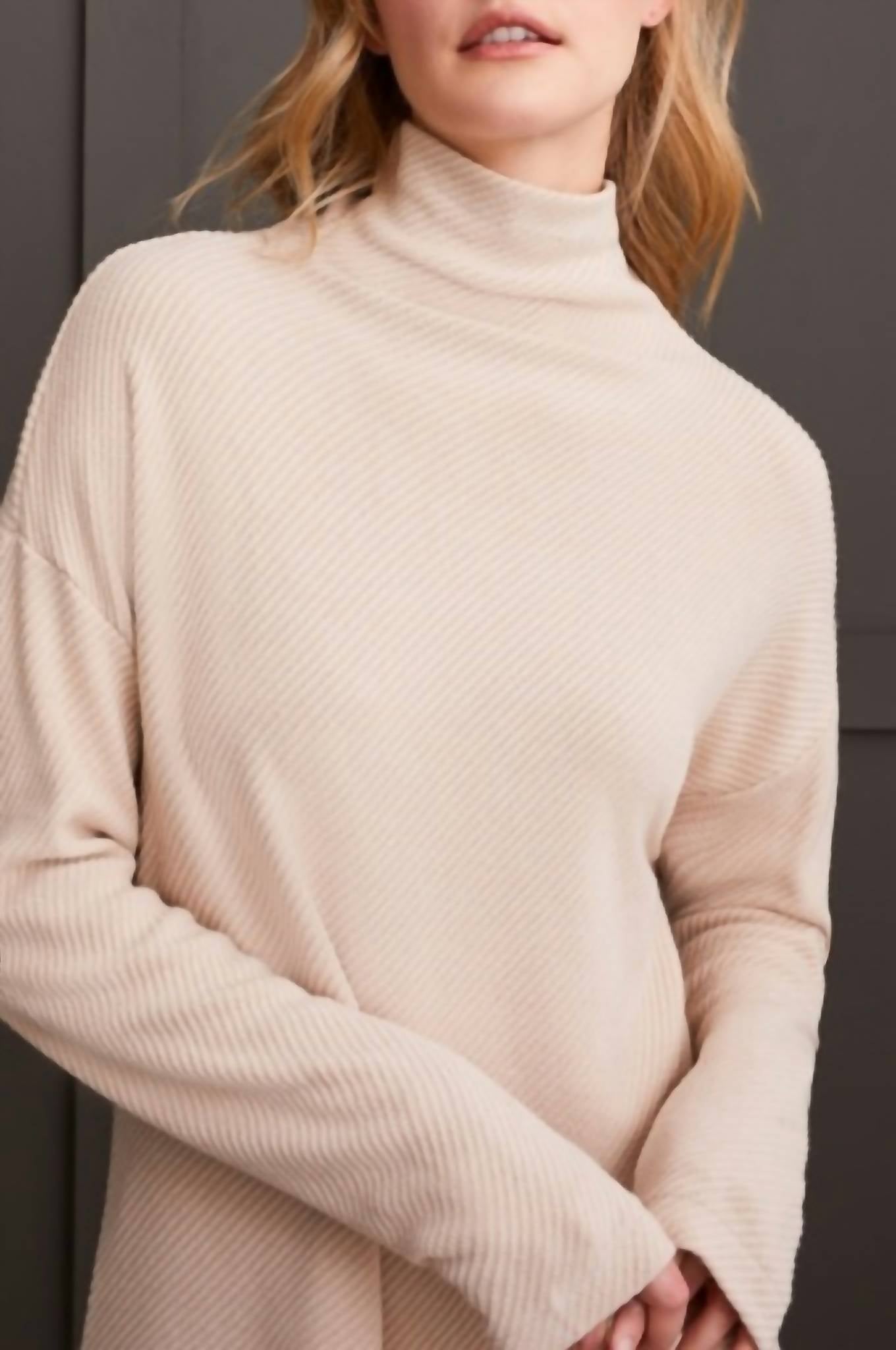 Tribal - Loose Fit Drop Shoulder Funnel Neck Top