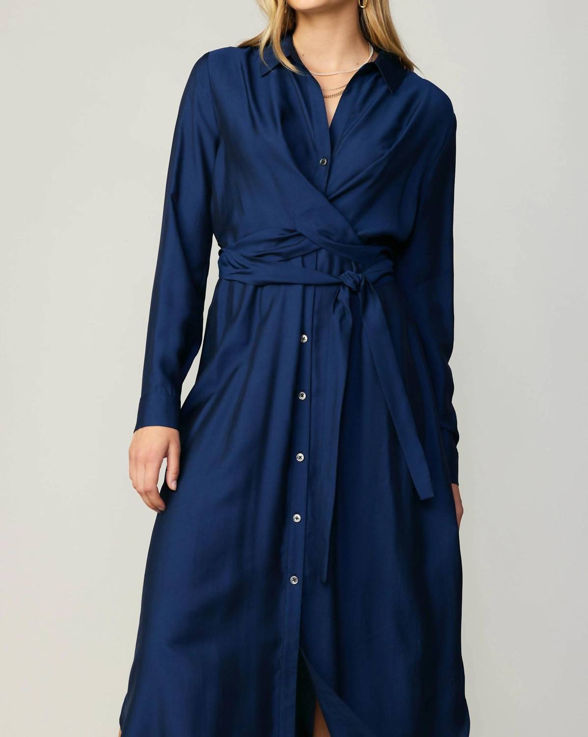 current air Tie Shirt Dress in navy - women's dress - view 4